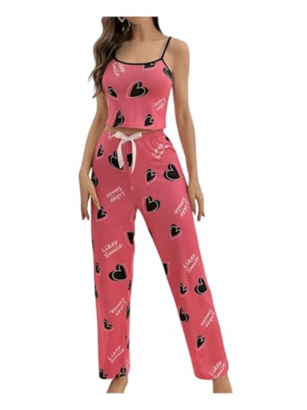 Sleeveless Cami Top and Pants Pajama Set Scoop Neck Spaghetti Strap Loungewear